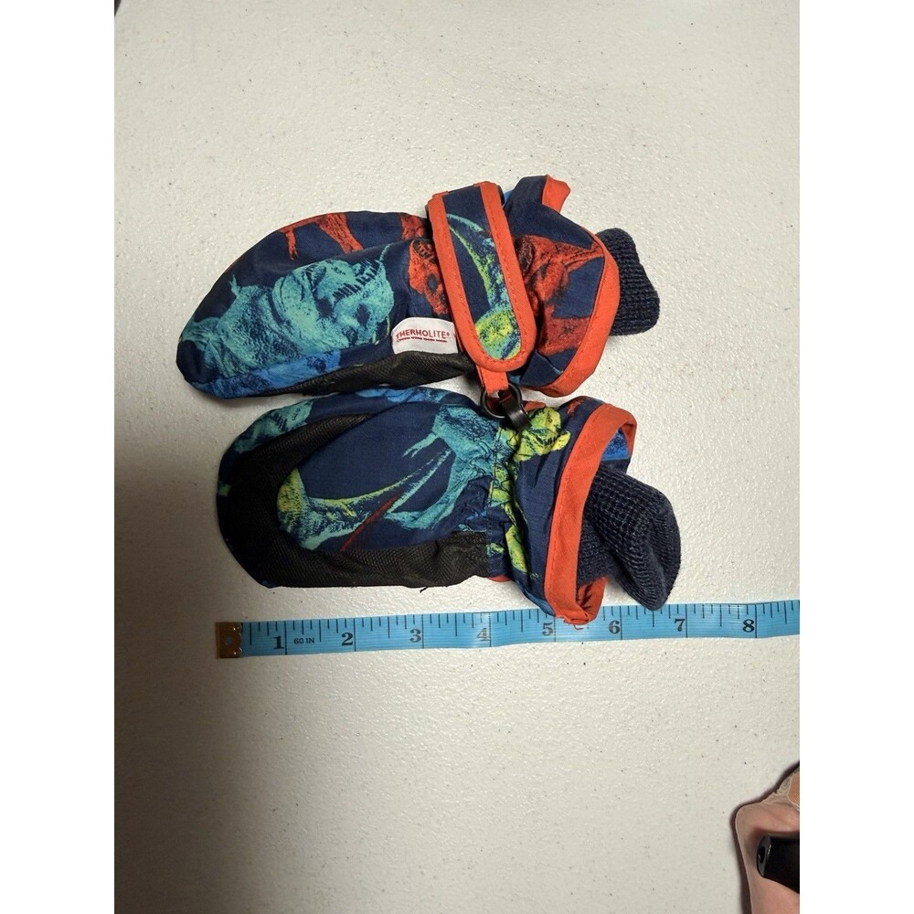 3T The Children's Place Blue Dinosaur Jacket & Matching Mittens Toddler Boys - Picture 14 of 16
